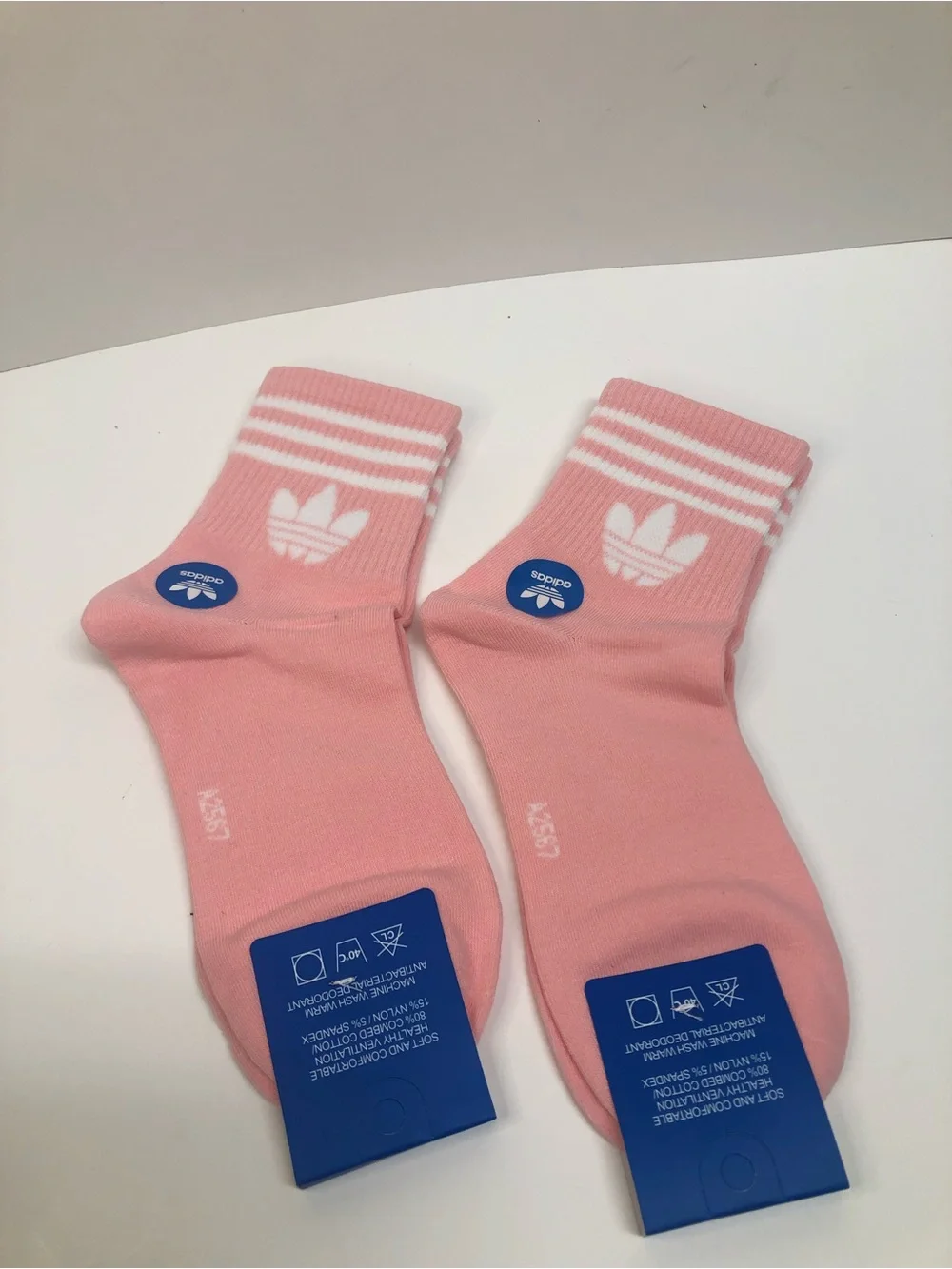 Adidas Pink Crew Socks with White  Stripes Unisex